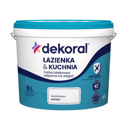 Farba Lateksowa Łazienka&Kuchnia Maleinak Biały Mat 10L Dekoral