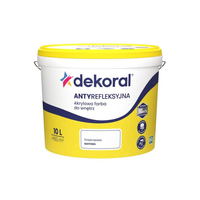 Farba Akrylowa Polinak Plus Śnieżnobiała Mat 10L Dekoral Farba Akrylowa Polinak Plus Śnieżnobiała Mat 10L Dekoral