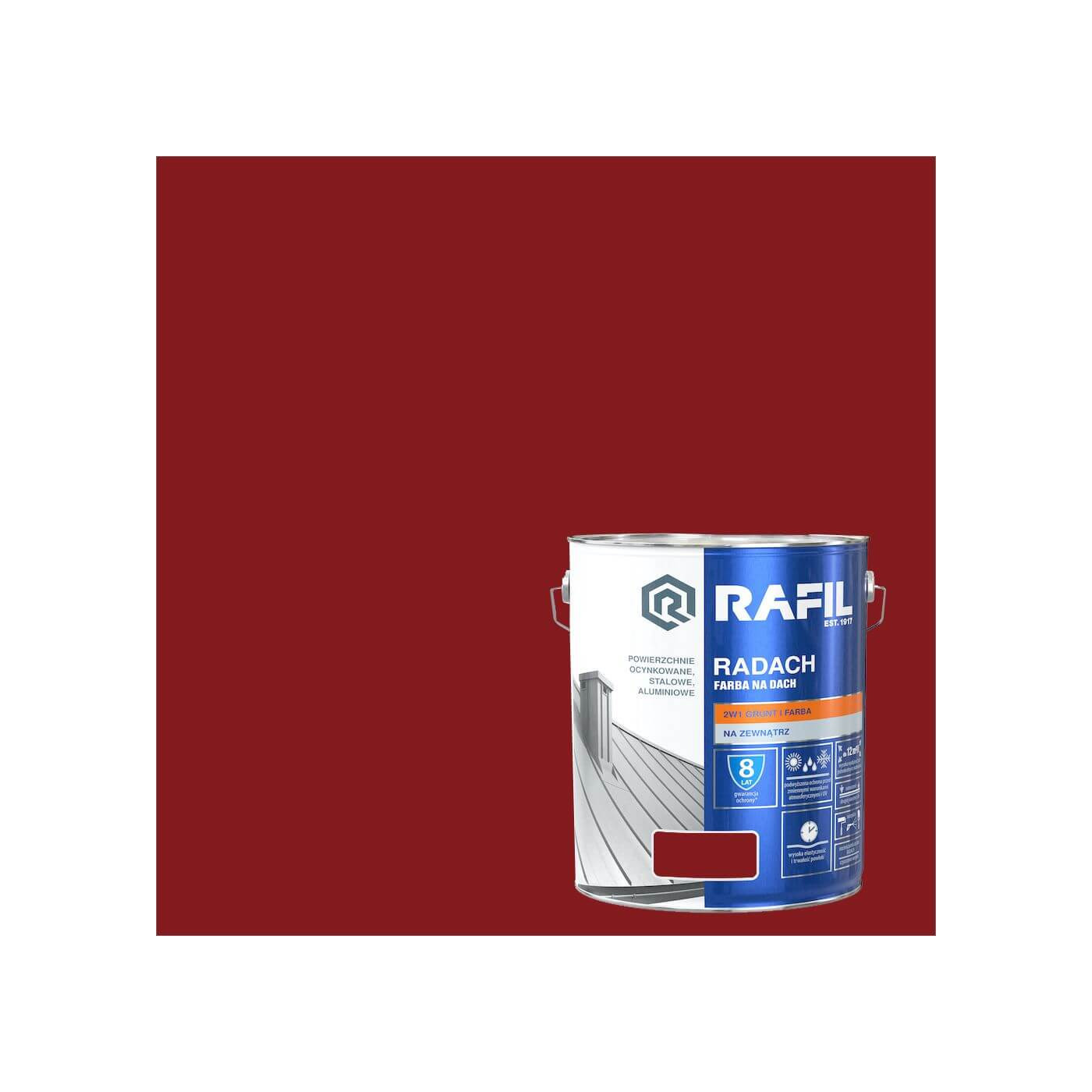 Farba Do Dachów Radach Wiśniowy Półmat RAL3011 10L Rafil Farba Do Dachów Radach Wiśniowy Półmat RAL3011 10L Rafil