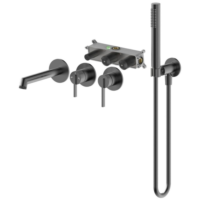 Bateria Wannowa Podtynkowa 4-Otworowa Z Boxem I Zestawem Prysznicowym Ori Gun Metal 08032BN Emporia Bateria Wannowa Podtynkowa 4-Otworowa Z Boxem I Zestawem Prysznicowym Ori Gun Metal 08032BN Emporia