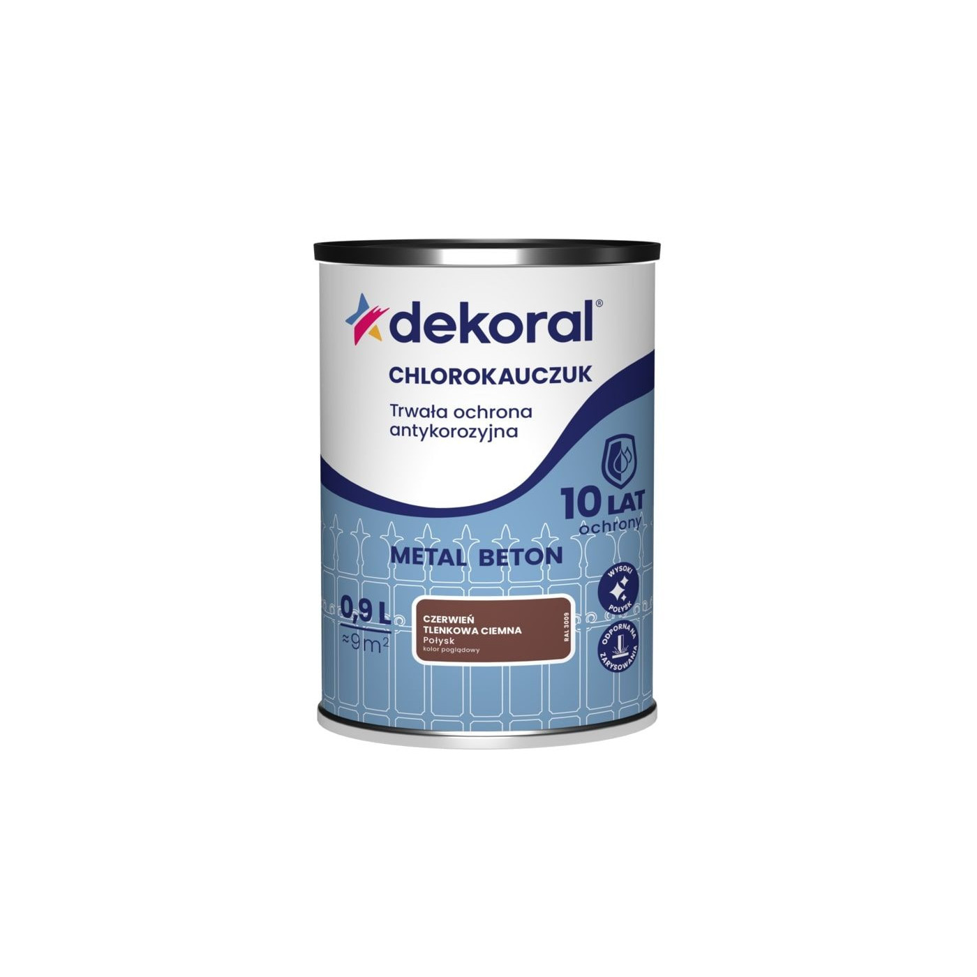 Emalia Chlorokauczukowa Strong Czerwony Tlenkowy Ciemny 0,9L Dekoral Emalia Chlorokauczukowa Strong Czerwony Tlenkowy Ciemny 0,9L Dekoral