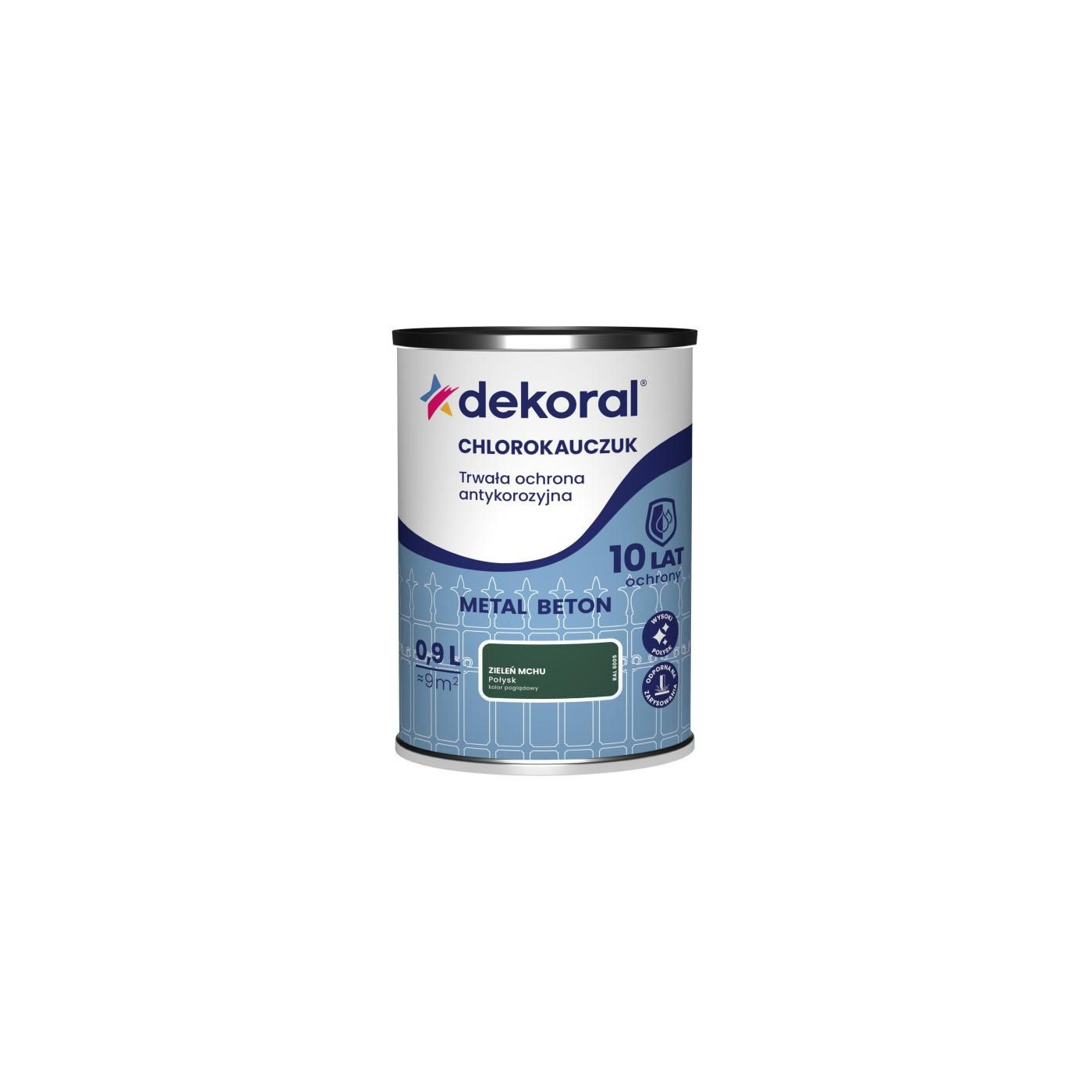 Emalia Chlorokauczukowa Strong Zieleń Mchu RAL 6005 0,9L Dekoral Emalia Chlorokauczukowa Strong Zieleń Mchu RAL 6005 0,9L Dekoral