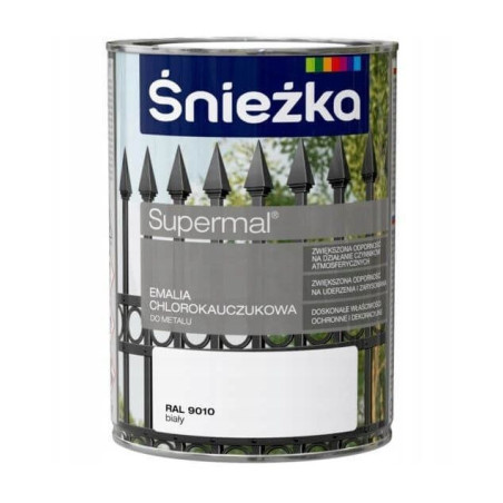 Emalia Chlorokauczukowa Supermal RAL 9010 Biały 0,9L Połysk Śnieżka