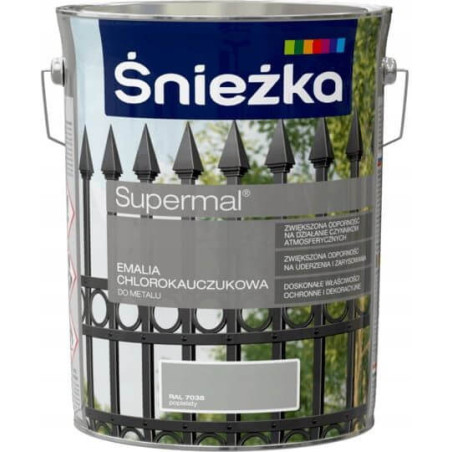 Emalia Chlorokauczukowa Supermal Popielaty 0,9L Połysk Śnieżka