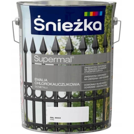 Emalia Chlorokauczukowa Supermal Biały 5L Połysk Śnieżka
