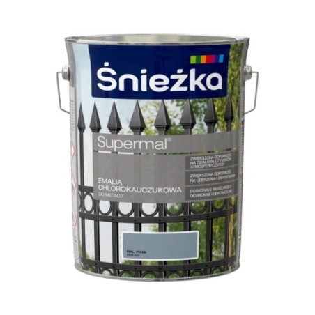 Emalia Chlorokauczukowa Supermal Stalowy 5L Połysk Śnieżka