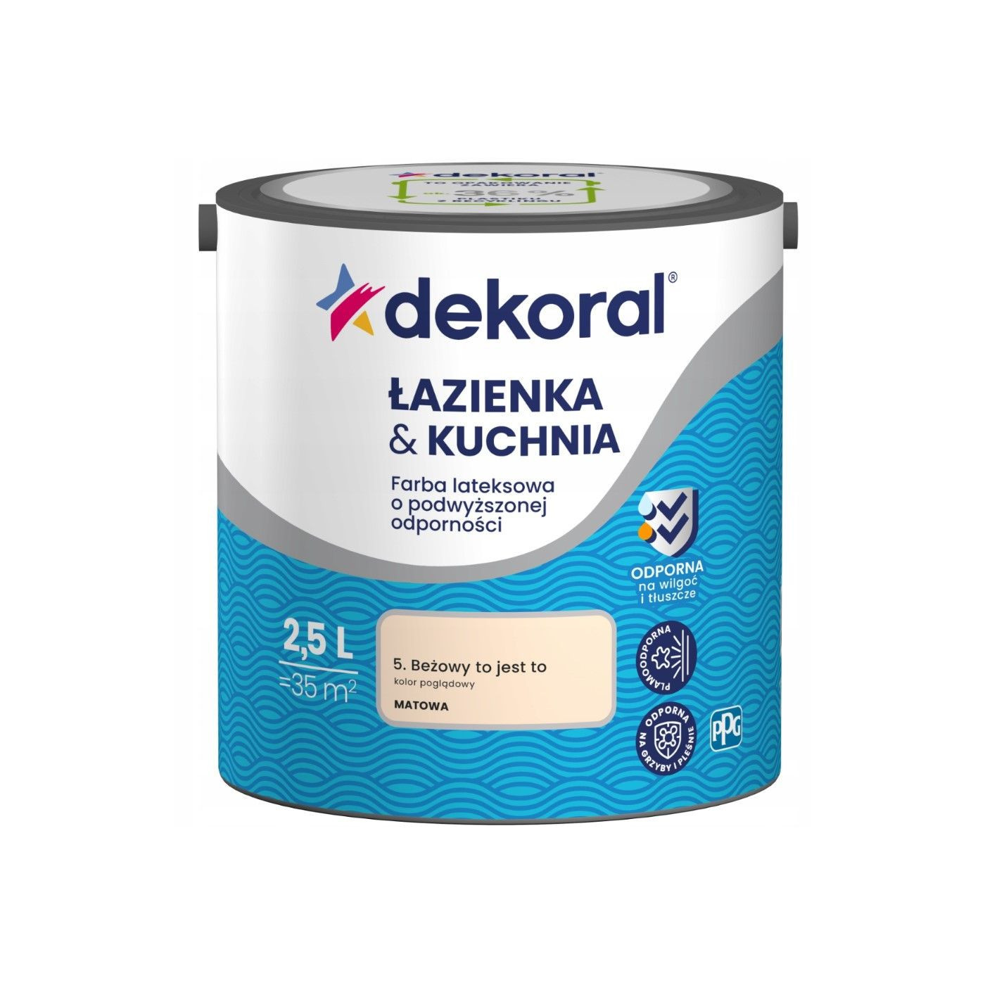 Farba Lateksowa Łazienka&Kuchnia Beżowy To Jest To 2,5L Dekoral Farba Lateksowa Łazienka&Kuchnia Beżowy To Jest To 2,5L Dekoral