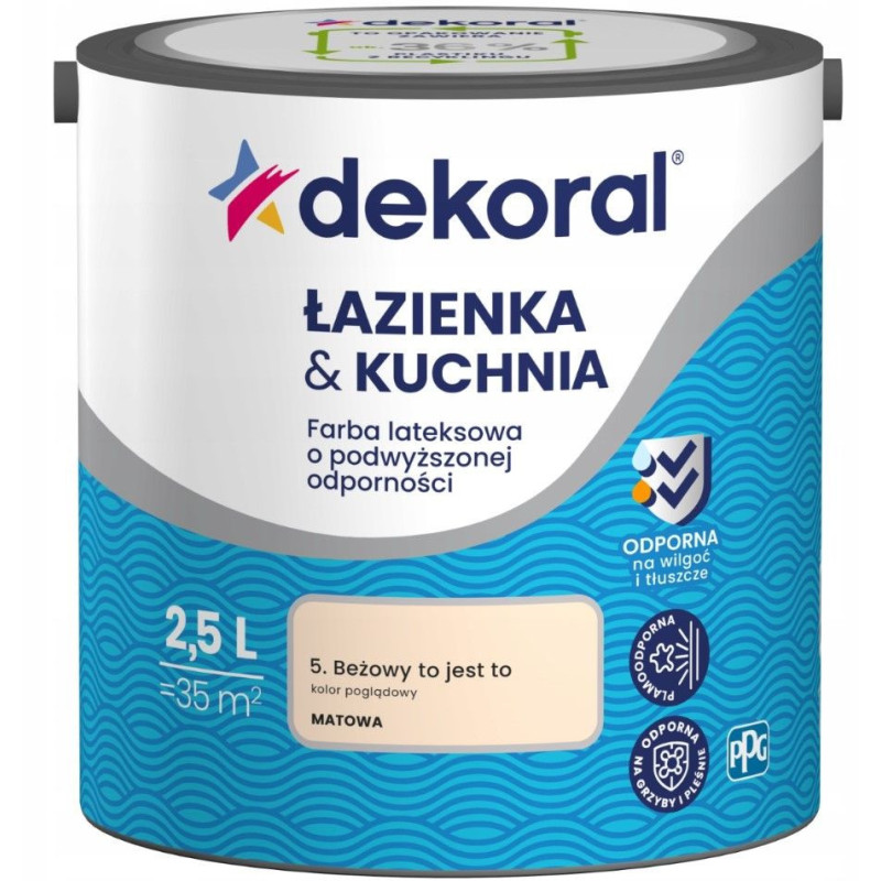 Farba Lateksowa Łazienka&Kuchnia Beżowy To Jest To 2,5L Dekoral Farba Lateksowa Łazienka&Kuchnia Beżowy To Jest To 2,5L Dekoral
