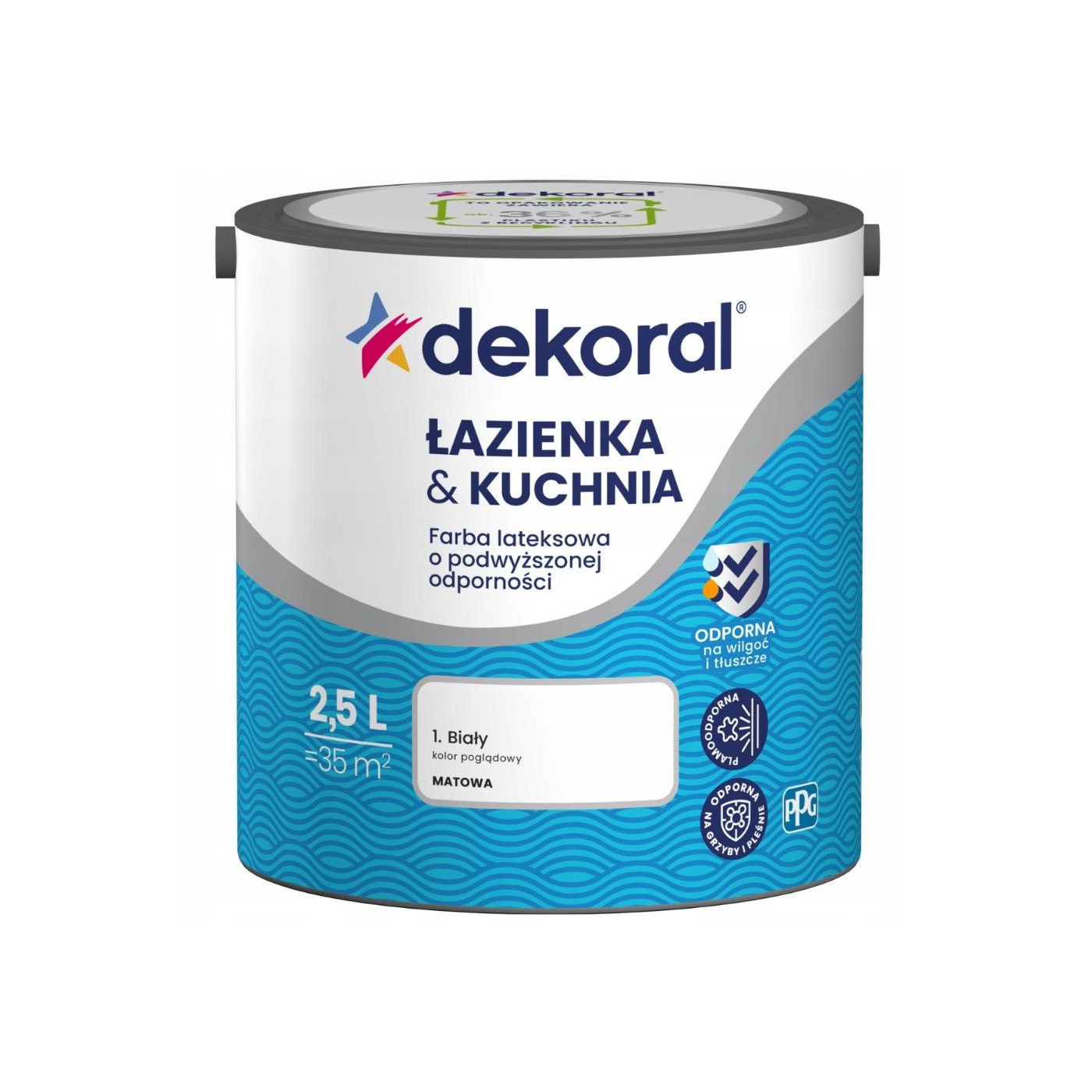 Farba Lateksowa Łazienka&Kuchnia Biały 2,5L Dekoral Farba Lateksowa Łazienka&Kuchnia Biały 2,5L Dekoral