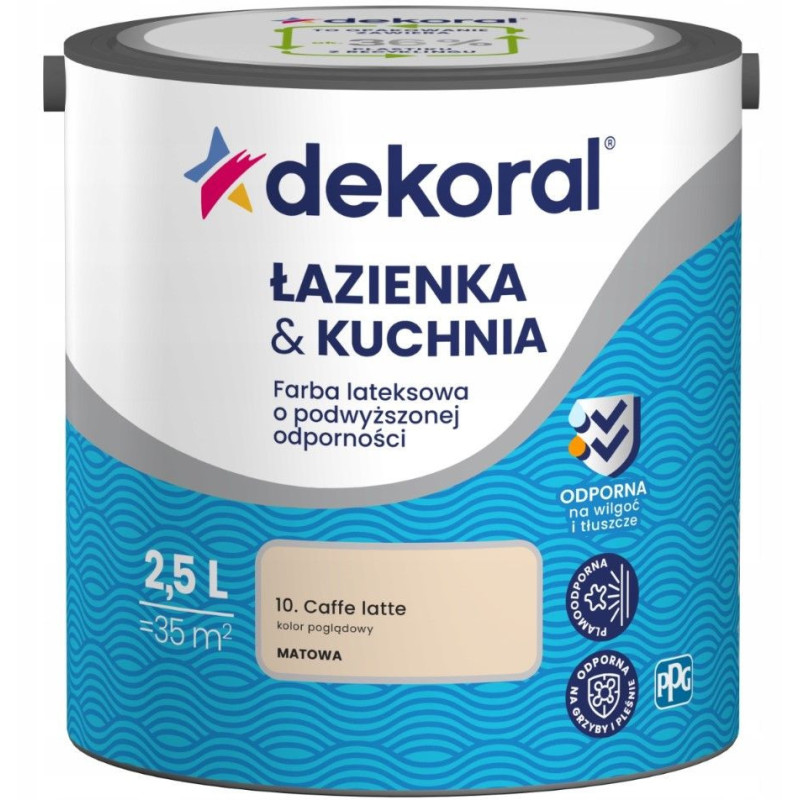 Farba Lateksowa Łazienka&Kuchnia Caffe Latte 2,5L Dekoral Farba Lateksowa Łazienka&Kuchnia Caffe Latte 2,5L Dekoral