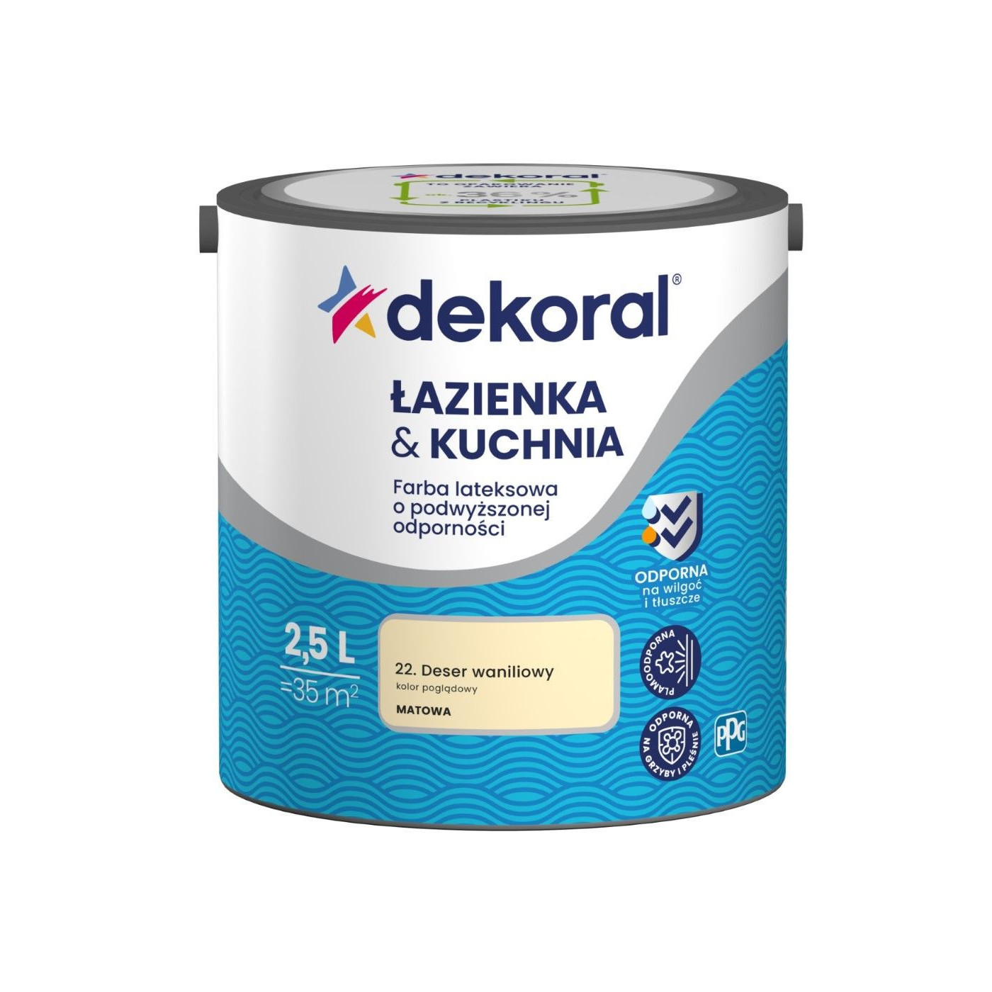 Farba Lateksowa Łazienka&Kuchnia Deser Waniliowy 2,5L Dekoral Farba Lateksowa Łazienka&Kuchnia Deser Waniliowy 2,5L Dekoral