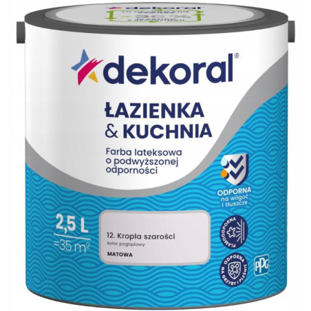 Farba Lateksowa Łazienka&Kuchnia Kropla Szarości 2,5L Dekoral
