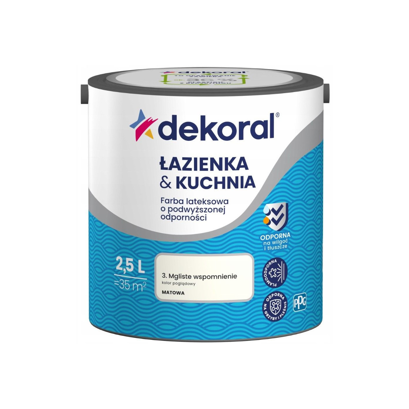 Farba Lateksowa Łazienka&Kuchnia Mgliste Wspomnienie 2,5L Dekoral Farba Lateksowa Łazienka&Kuchnia Mgliste Wspomnienie 2,5L Dekoral
