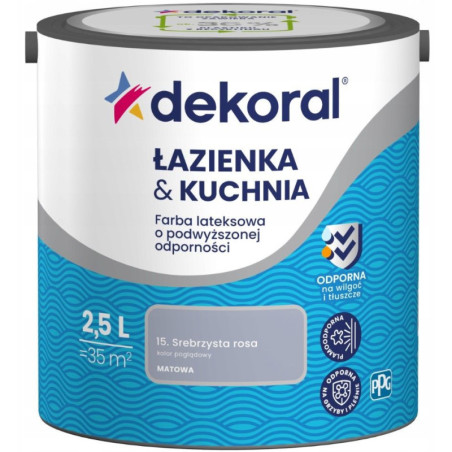 Farba Lateksowa Łazienka&Kuchnia Srebrzysta Rosa 2,5L Dekoral