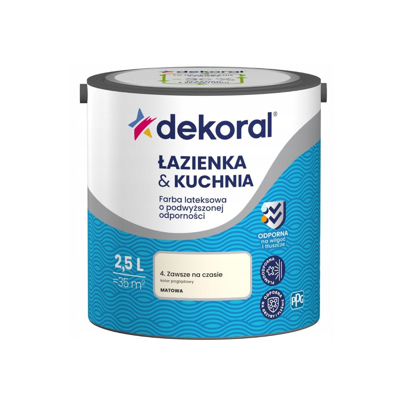 Farba Lateksowa Łazienka&Kuchnia Zawsze Na Czasie 2,5L Dekoral Farba Lateksowa Łazienka&Kuchnia Zawsze Na Czasie 2,5L Dekoral