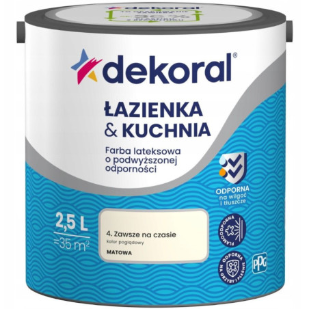 Farba Lateksowa Łazienka&Kuchnia Zawsze Na Czasie 2,5L Dekoral