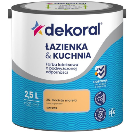 Farba Lateksowa Łazienka&Kuchnia Złocista Morela 2,5L Dekoral