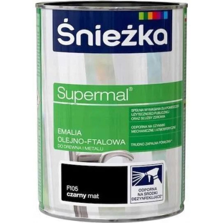 Emalia Olejno-Ftalowa Supermal Czarny Mat 0,2L Śnieżka