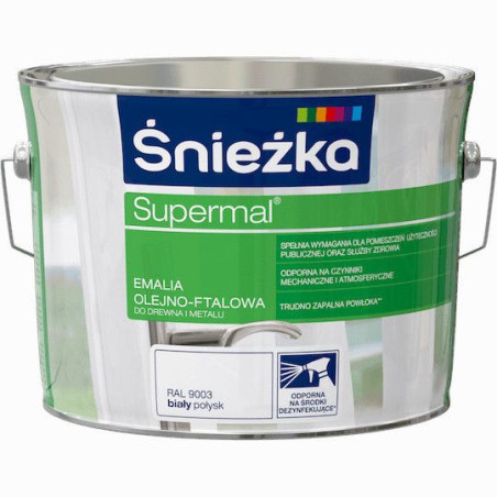 Emalia Olejno-Ftalowa Supermal Biały 0,4L Połysk Śnieżka
