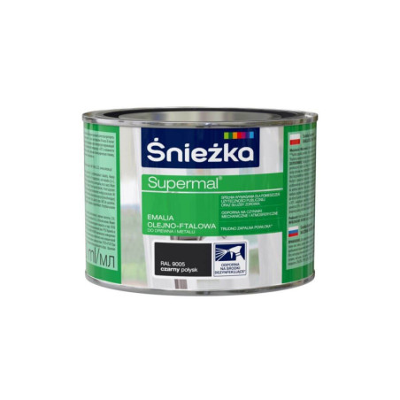 Emalia Olejno-Ftalowa Supermal Czarny 0,4L Połysk Śnieżka