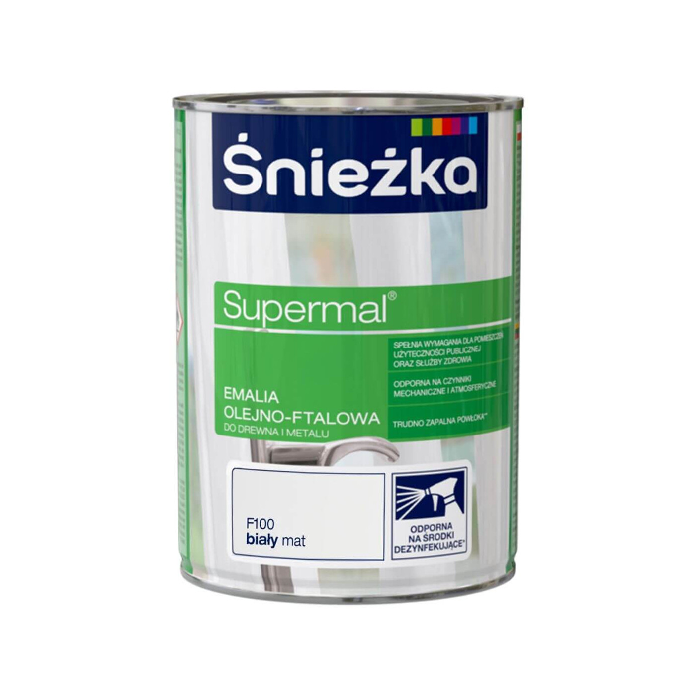 Emalia Olejno-Ftalowa Supermal Biały Mat 2,5L Śnieżka Emalia Olejno-Ftalowa Supermal Biały Mat 2,5L Śnieżka