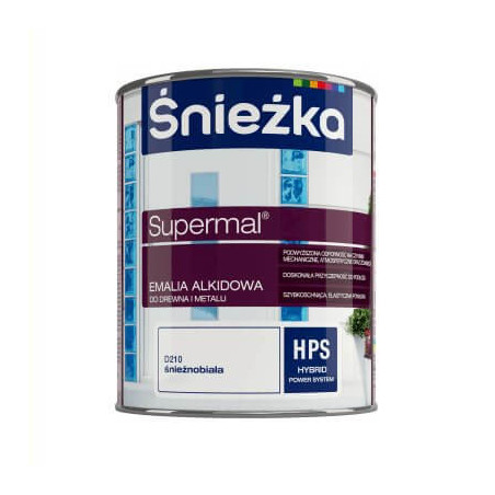 Emalia Alkidowa Supermal Śnieżnobiała Satynowa Połysk 0,75L Śnieżka