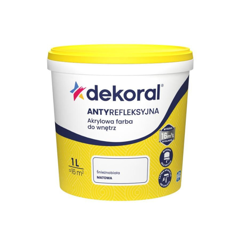 Farba Akrylowa Polinak Plus Śnieżnobiała Mat 1L Dekoral Farba Akrylowa Polinak Plus Śnieżnobiała Mat 1L Dekoral