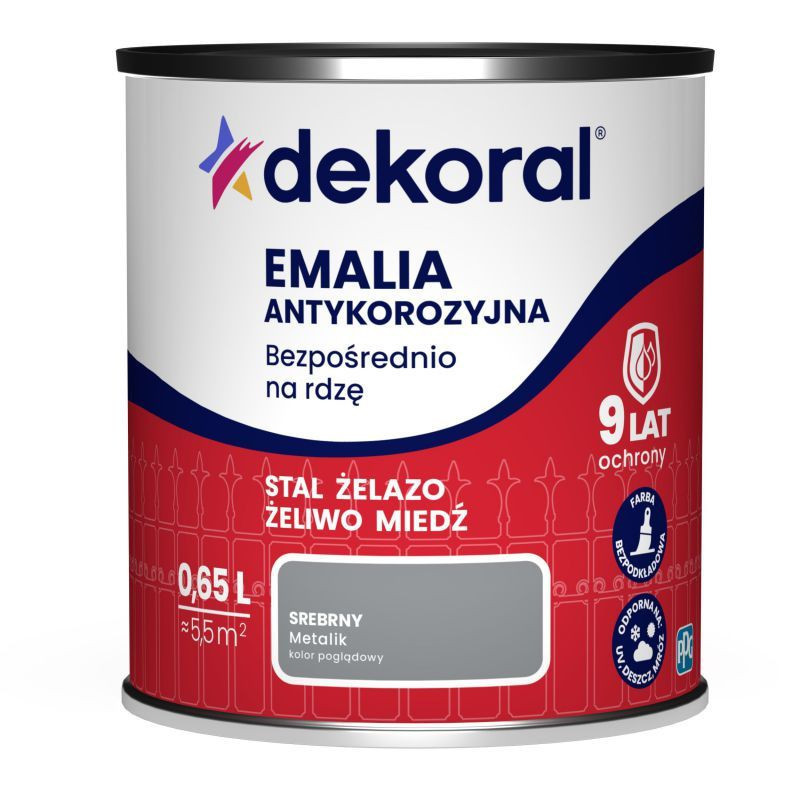 Emalia Antykorozyjna Srebrny Metaliczny 0,65L Dekoral Emalia Antykorozyjna Srebrny Metaliczny 0,65L Dekoral