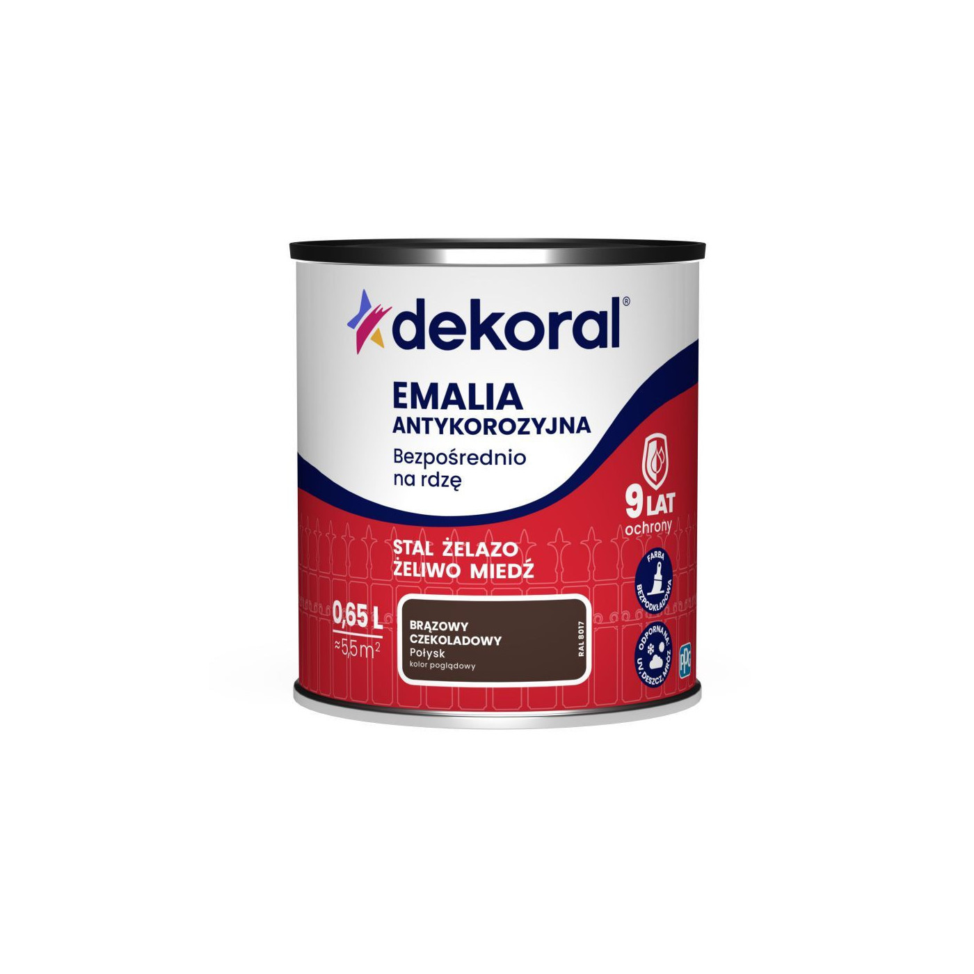 Emalia Antykorozyjna Brąz Czekoladowy Poł, 0,65L Dekoral Emalia Antykorozyjna Brąz Czekoladowy Poł, 0,65L Dekoral