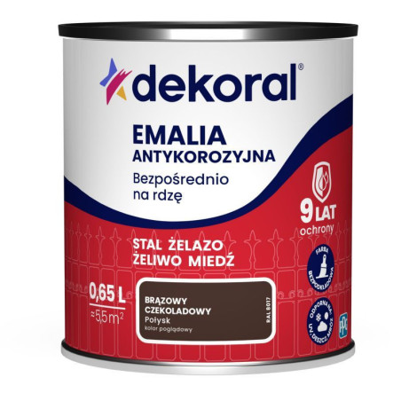 Emalia Antykorozyjna Brąz Czekoladowy Poł, 0,65L Dekoral