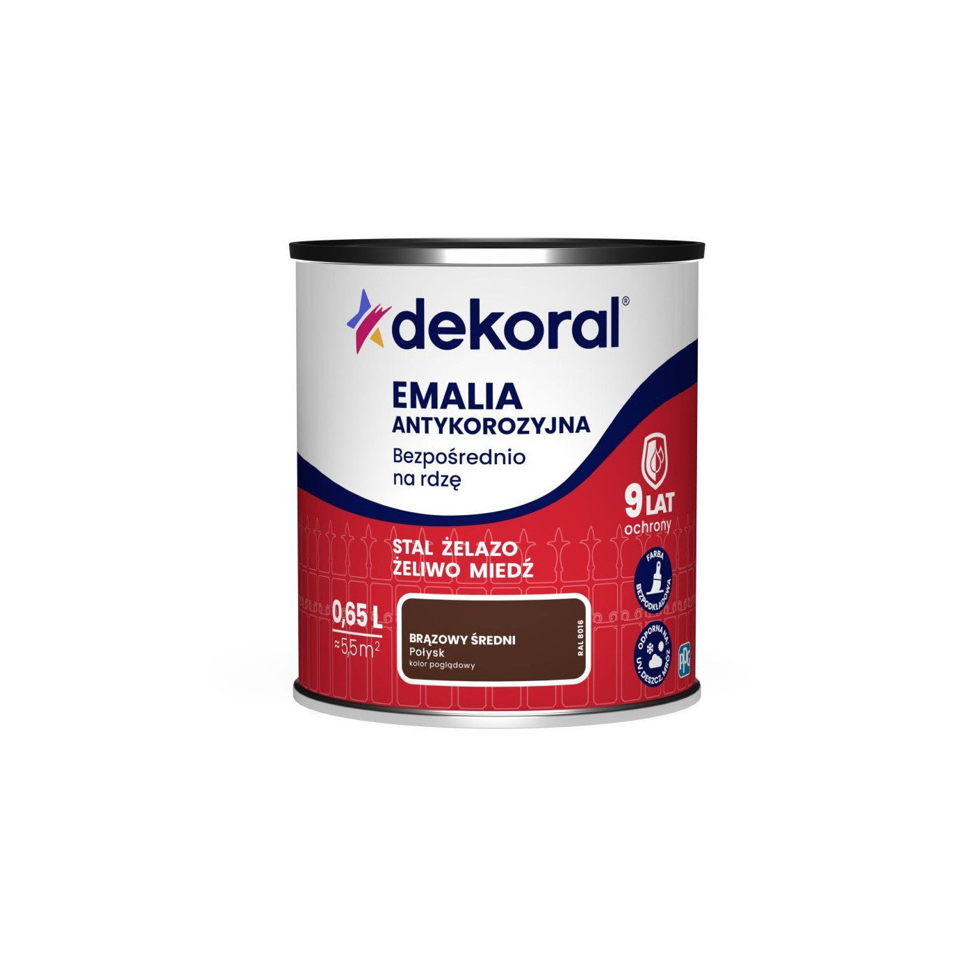 Emalia Antykorozyjna Brąz Średni Poł, 0,65L Dekoral Emalia Antykorozyjna Brąz Średni Poł, 0,65L Dekoral