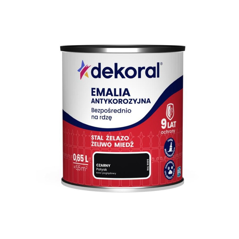 Emalia Antykorozyjna Czarny Poł, 0,65L Dekoral Emalia Antykorozyjna Czarny Poł, 0,65L Dekoral