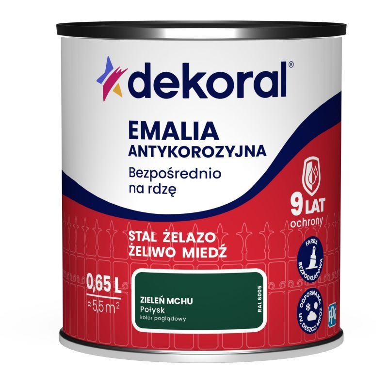Emalia Antykorozyjna Zieleń Mchu Poł, 0,65L Dekoral Emalia Antykorozyjna Zieleń Mchu Poł, 0,65L Dekoral