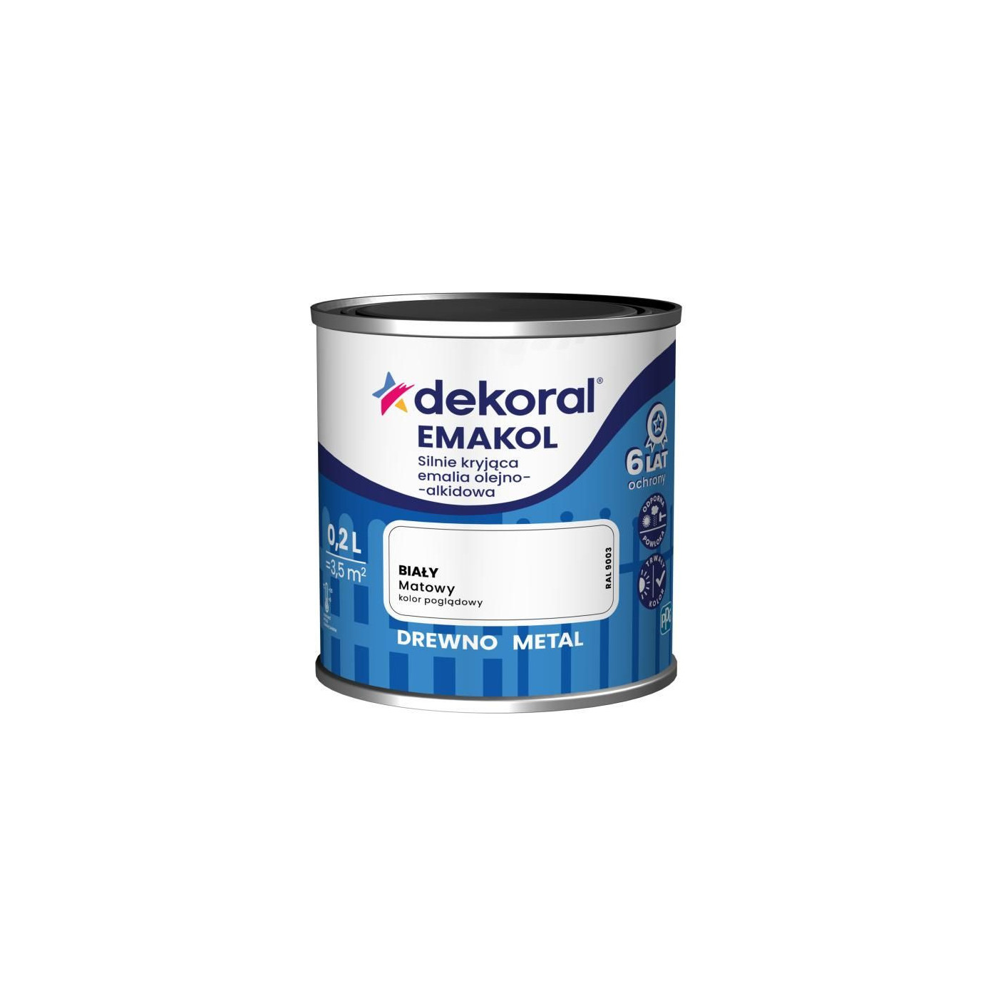 Emalia Olejno-Alkidowa Emakol Strong Biały Mat 0,2L Dekoral Emalia Olejno-Alkidowa Emakol Strong Biały Mat 0,2L Dekoral