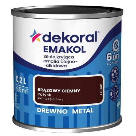 Emalia Olejno-Alkidowa Emakol Strong Brązowy Ciemny 0,2L Dekoral