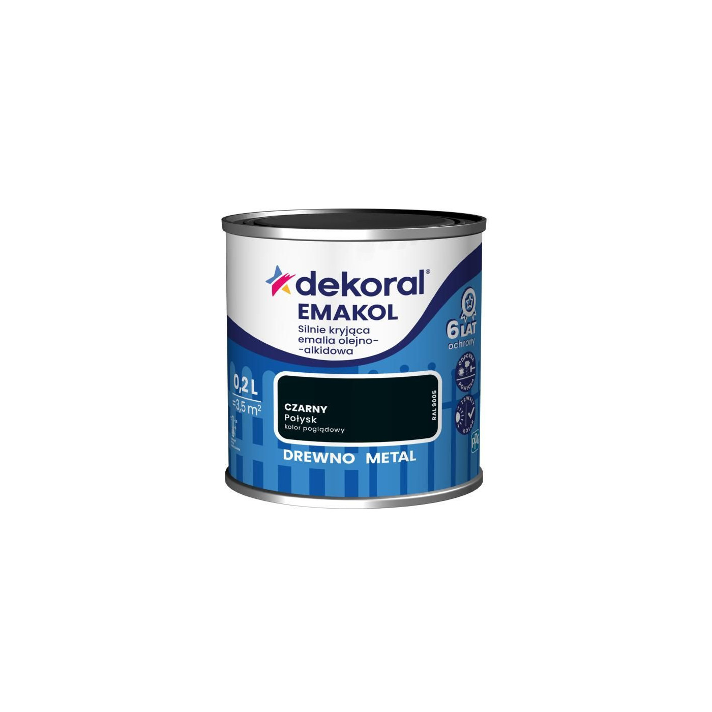 Emalia Olejno-Alkidowa Emakol Strong Czarny 0,2L Dekoral Emalia Olejno-Alkidowa Emakol Strong Czarny 0,2L Dekoral