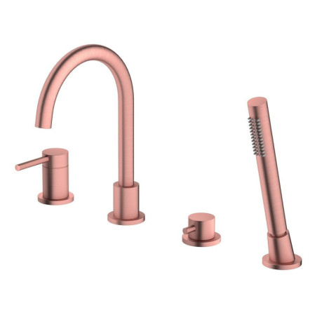 Bateria Wannowa 4-Otworowa Z Zestawem Prysznicowym Fly Miedź Szczotkowana 03033BRG Emporia