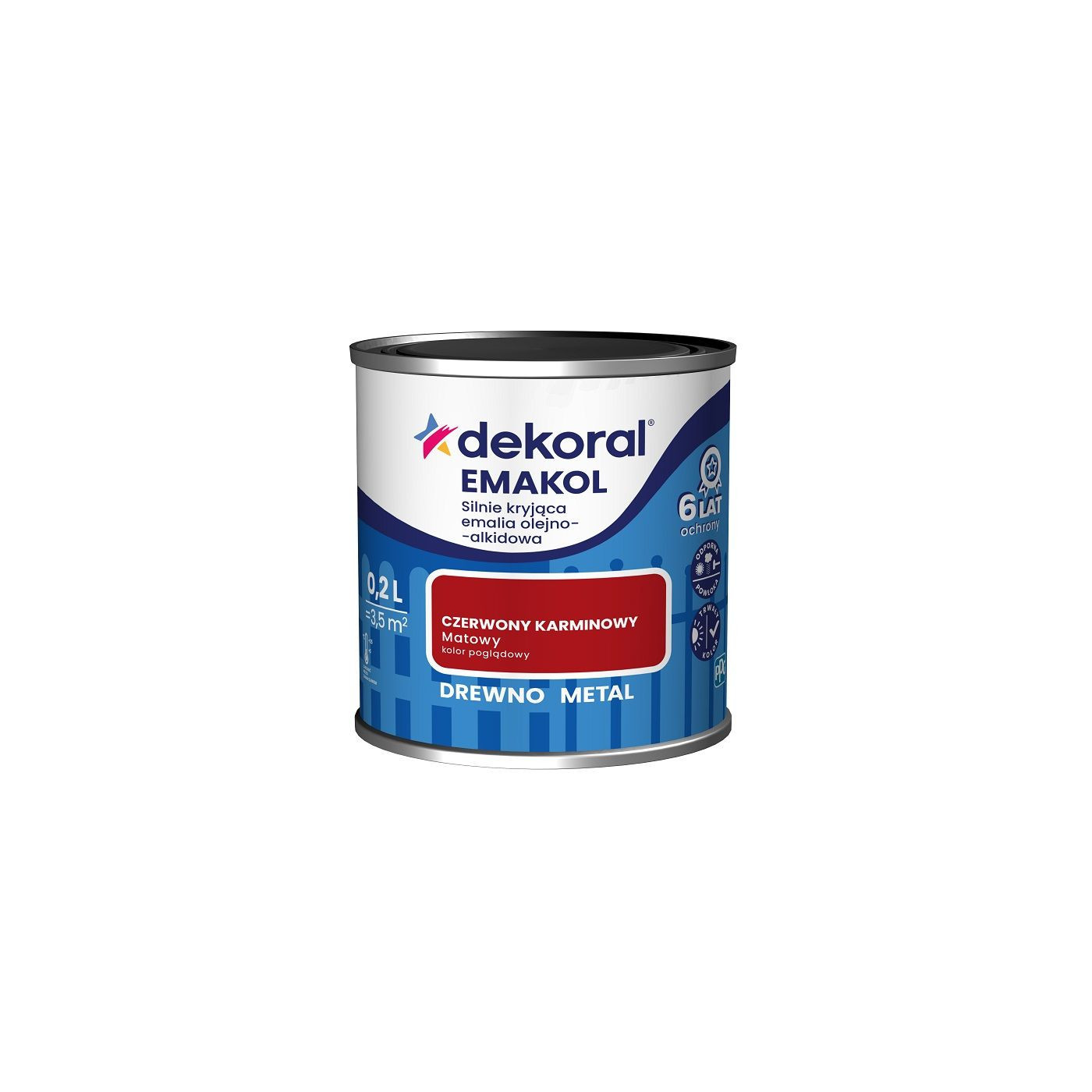 Emalia Olejno-Alkidowa Emakol Strong Czerwony Karminowy Mat 0,2L Dekoral Emalia Olejno-Alkidowa Emakol Strong Czerwony Karminowy Mat 0,2L Dekoral