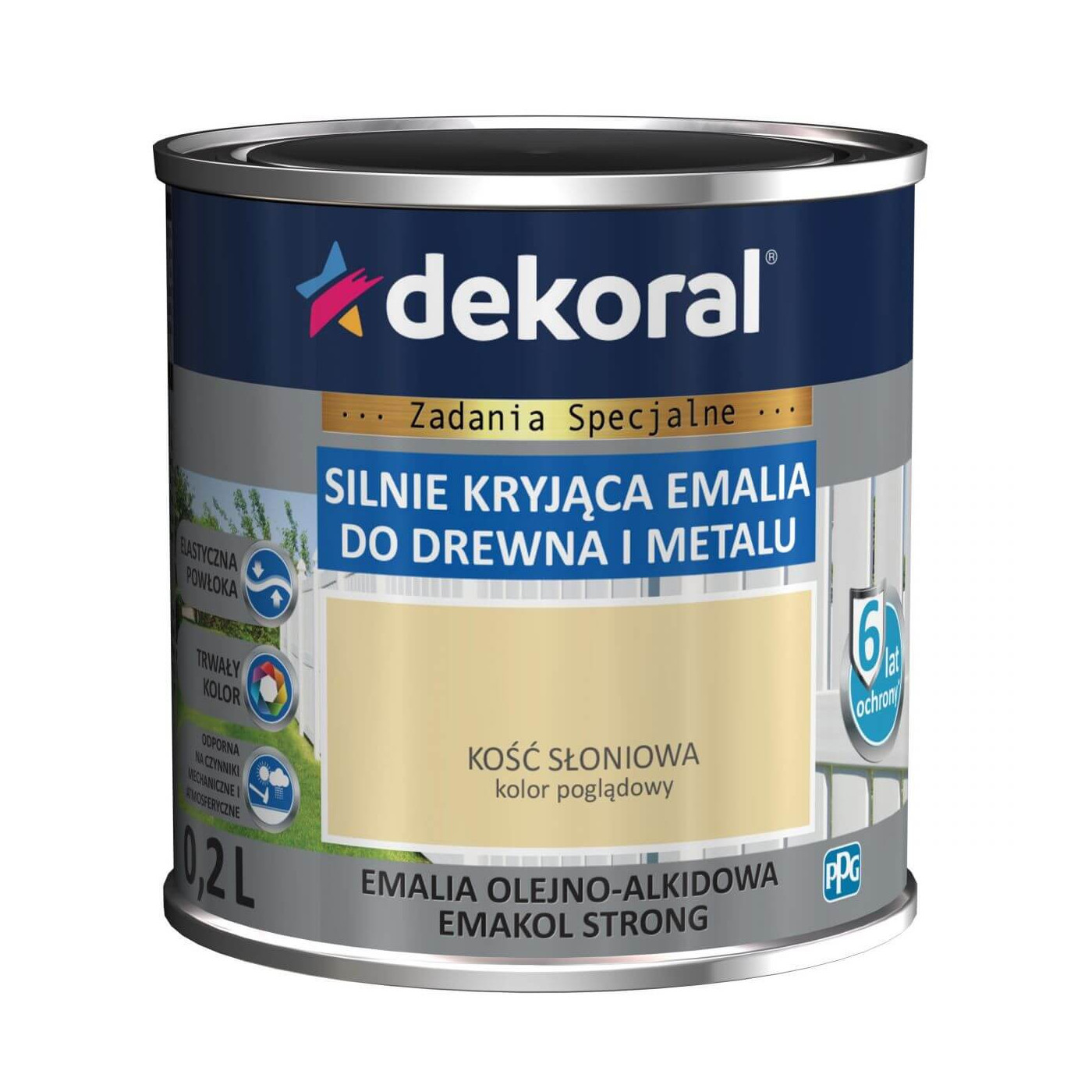 Emalia Olejno-Alkidowa Emakol Strong Kość Słoniowa 0,2L Dekoral Emalia Olejno-Alkidowa Emakol Strong Kość Słoniowa 0,2L Dekoral