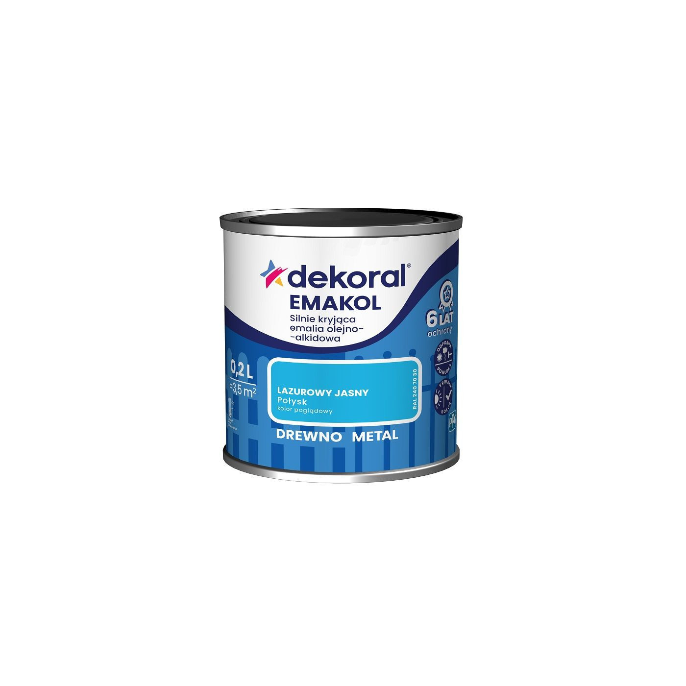 Emalia Olejno-Alkidowa Emakol Strong Lazurowy Jasny 0,2L Dekoral Emalia Olejno-Alkidowa Emakol Strong Lazurowy Jasny 0,2L Dekoral