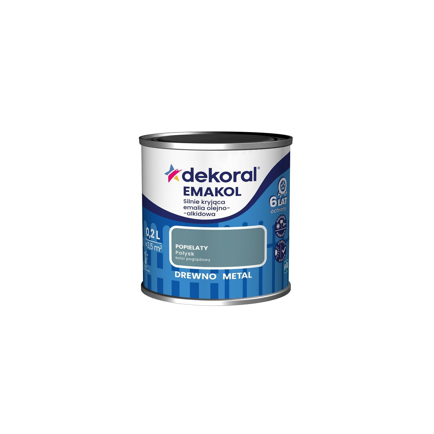 Emalia Olejno-Alkidowa Emakol Strong Popielaty 0,2L Dekoral Emalia Olejno-Alkidowa Emakol Strong Popielaty 0,2L Dekoral