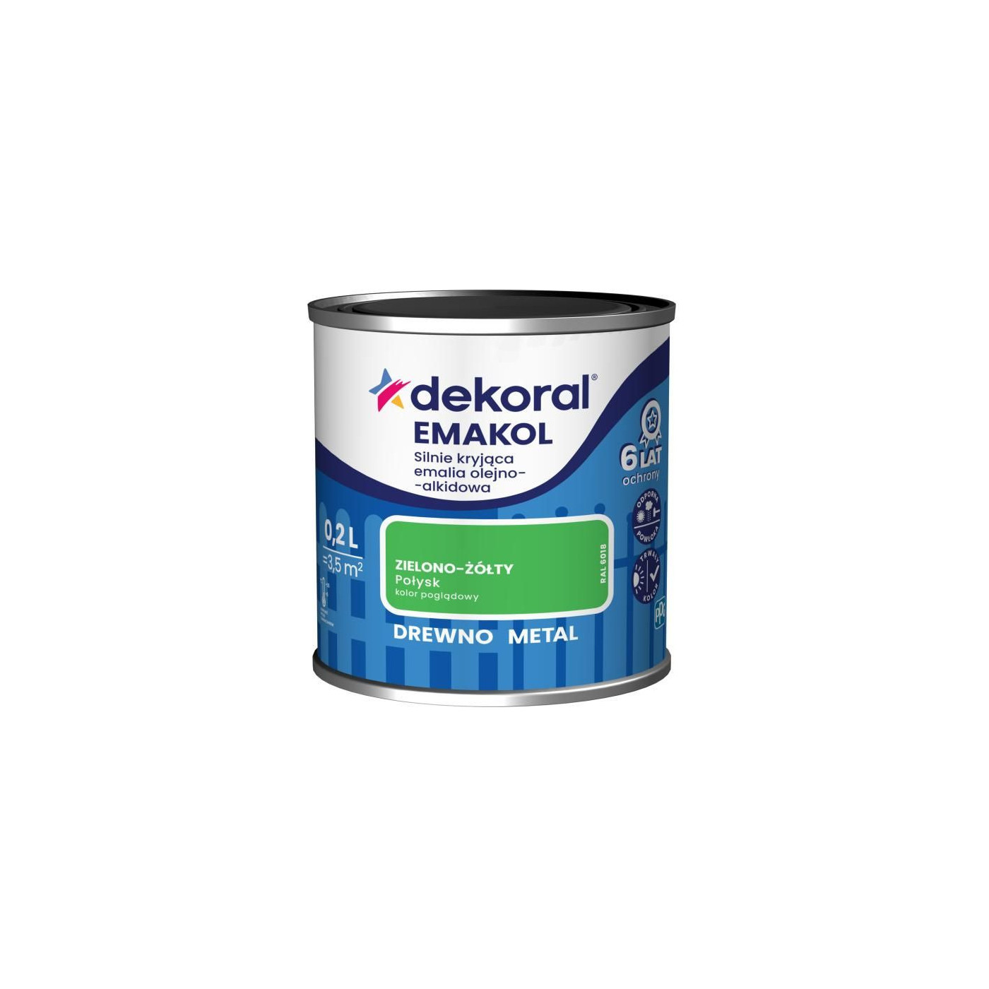 Emalia Olejno-Alkidowa Emakol Strong Zielono-Żółty 0,2L Dekoral Emalia Olejno-Alkidowa Emakol Strong Zielono-Żółty 0,2L Dekoral