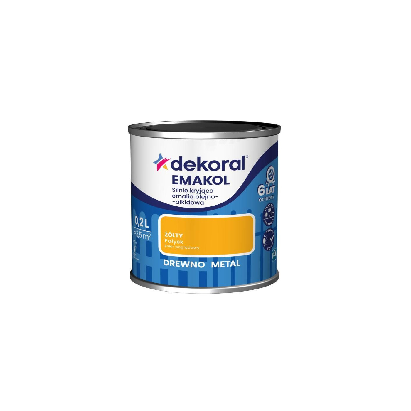 Emalia Olejno-Alkidowa Emakol Strong Żółty 0,2L Dekoral Emalia Olejno-Alkidowa Emakol Strong Żółty 0,2L Dekoral