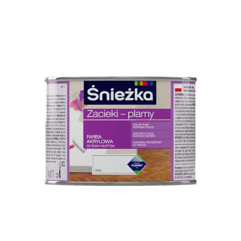 Farba Akrylowa Zacieki-Plamy Biała Mat 0,4L Śnieżka Farba Akrylowa Zacieki-Plamy Biała Mat 0,4L Śnieżka