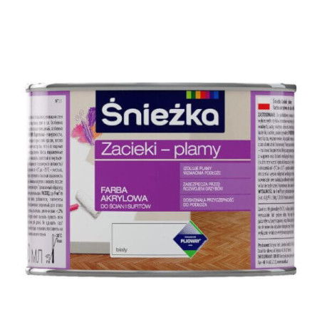 Farba Akrylowa Zacieki-Plamy Biała Mat 0,4L Śnieżka