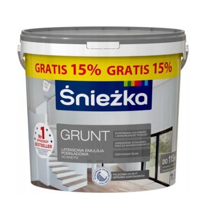 Emulsja Lateksowa Grunt Biała 10l + 15% Gratis Śnieżka