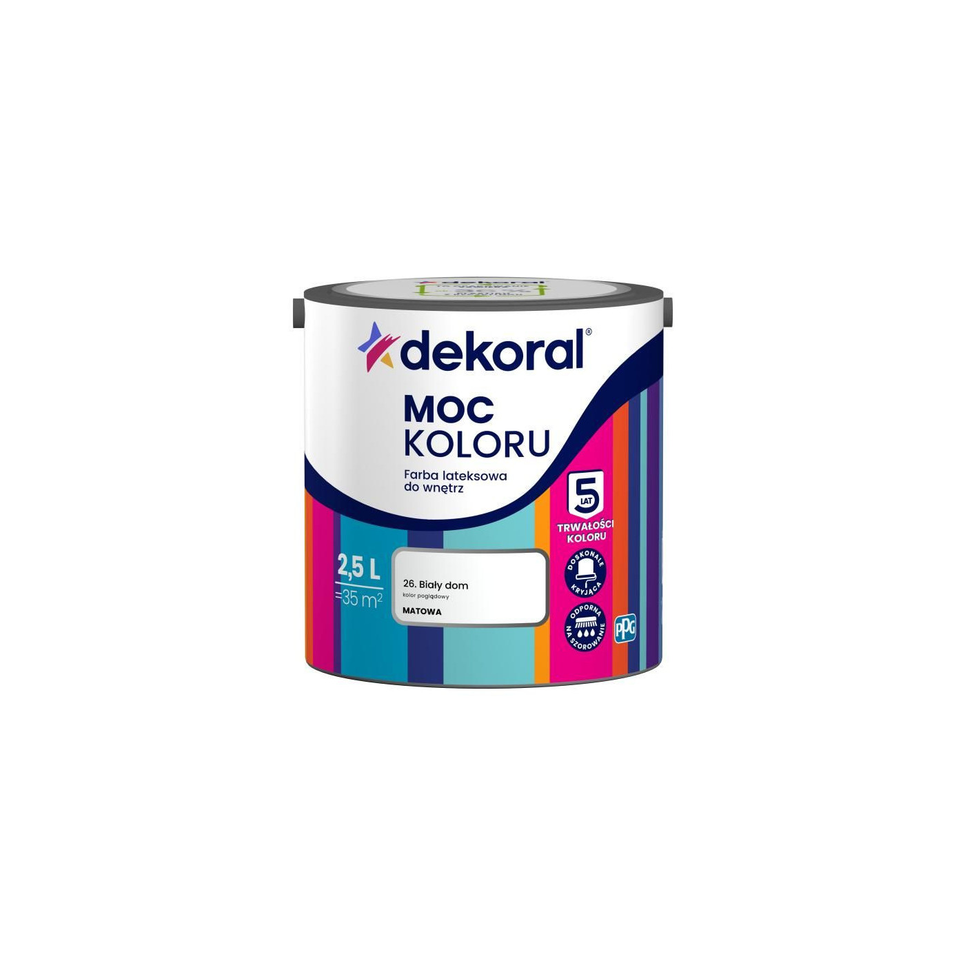 Farba Moc Koloru Biały Dom 2,5L Dekoral Farba Moc Koloru Biały Dom 2,5L Dekoral