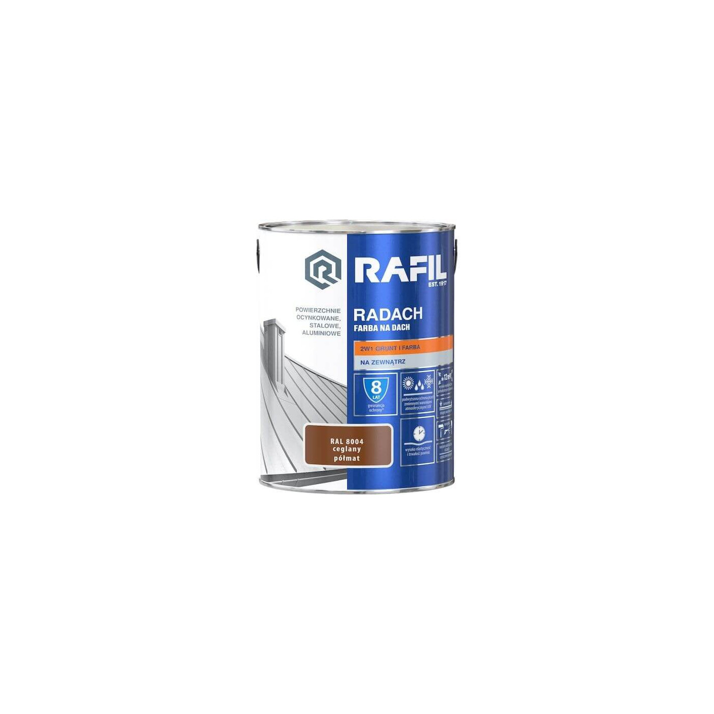 Farba Na Dach Radach 5L Ceglany RAL 8004 Rafil Farba Na Dach Radach 5L Ceglany RAL 8004 Rafil