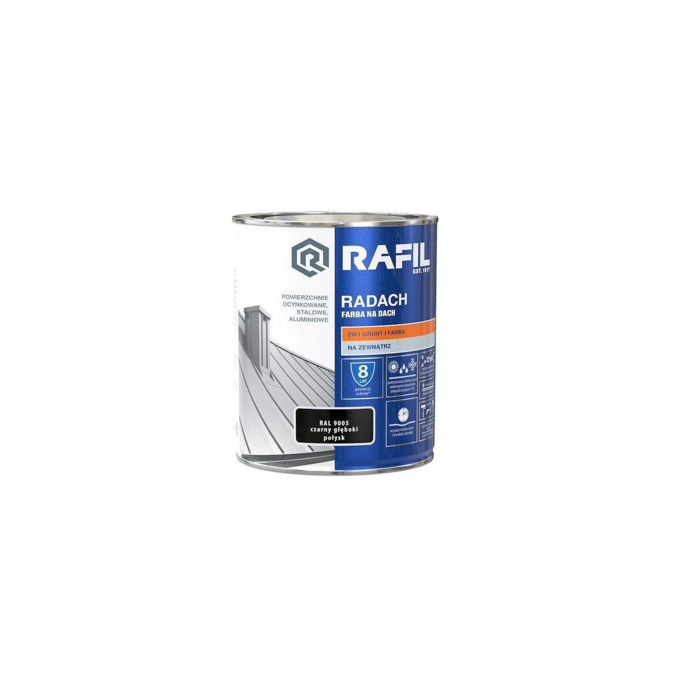 Farba Na Dach Radach 5L Czarny Połysk RAL 9005 Rafil Farba Na Dach Radach 5L Czarny Połysk RAL 9005 Rafil