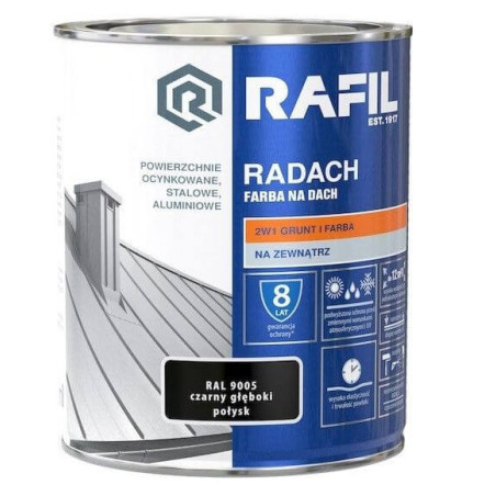 Farba Na Dach Radach 5L Czarny Połysk RAL 9005 Rafil